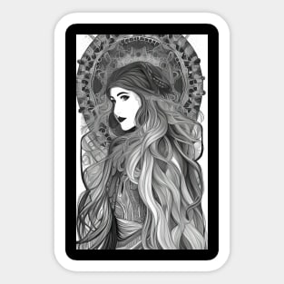 Cool Gypsy Goth Girl Wiccan Pagan Witch Sticker